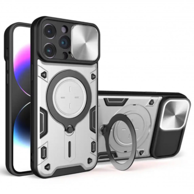 Чехол накладка Protective Stand iPhone Xr Серебряная