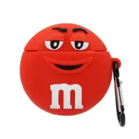 Чохол для навушників AirPods 1/2 3D M&Ms+Карабін Червоний