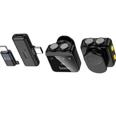 Бездротовий петличний мікрофон Hoco L17 Lightning + Type C Чорний