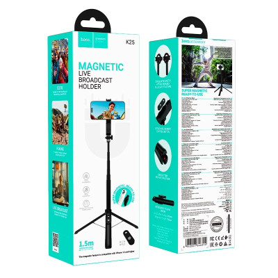 Монопод Bluetooth Tripod Hoco K25 Black, Чорний