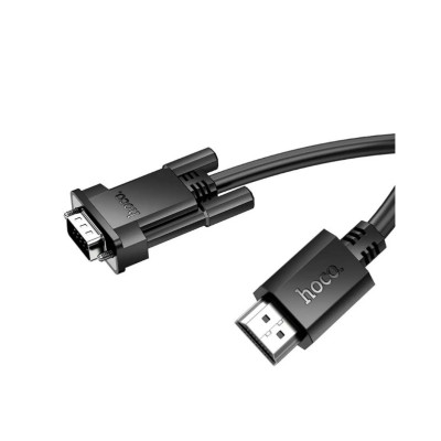 Кабель Hoco US12 HDTV Male to VGA male HD 2m Black, черный