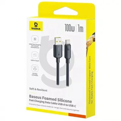 Кабель Baseus Foamed Fast Charging Type-C 100W 1м Черный Кабель Baseus Foamed Fast Charging Type-C 100W 1м Черный