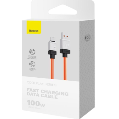 Кабель дата Baseus CoolPlay USB Type A - Type-C 1м 100W Помаранчевий