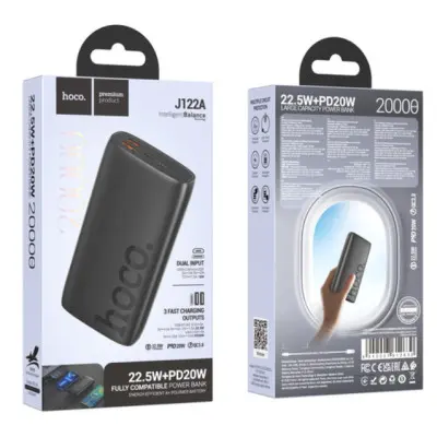 Универсальная мобильная батарея Повербанк Hoco J122A PD+QC 3.0 22.5W 20000mAh Чёрный