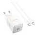 Мережевий зарядний пристрій Hoco N43 Vista PD 30W 1-Type-C + (Type-C to Type-C) Белый (Moonlight White)