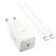 Мережевий зарядний пристрій Hoco N43  VistaPD 30W 1-Type-C + (Type-C to Type-C) Білий (Moonlight White)