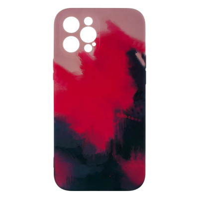 Чохол накладка Watercolor iPhone 12 Pro Max Рожево-чорна