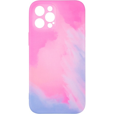 Чехол накладка Watercolor iPhone 12 Pro Max Розово-фиолетовая