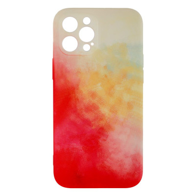 Чохол накладка Watercolor iPhone 12 Pro Max Біло-червона