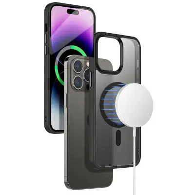 Чехол накладка Metal Buttons with MagSafe Colorful iPhone 12 Pro Max Черная