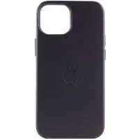Чехол накладка Leather Case with MagSafe iPhone 12/12 Pro Черна (AAA Animation)