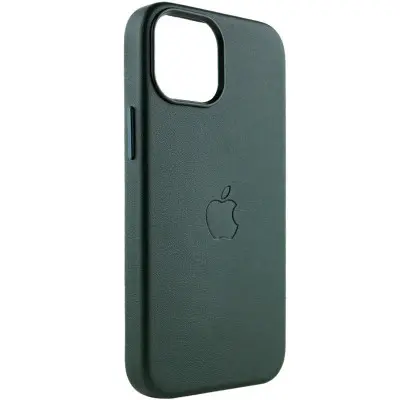 Чехол накладка Leather Case with MagSafe iPhone 12/12 Pro Зеленая (AAA Animation)