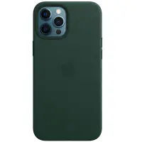 Чехол накладка Leather Case with MagSafe iPhone 12 Pro Max  Зеленая (AAA Animation)