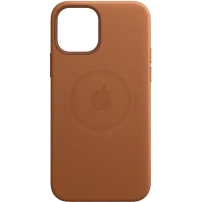 Чехол накладка Leather Case with MagSafe iPhone 12 Pro Max Коричневая/Saddle Brown (AAA Animation)