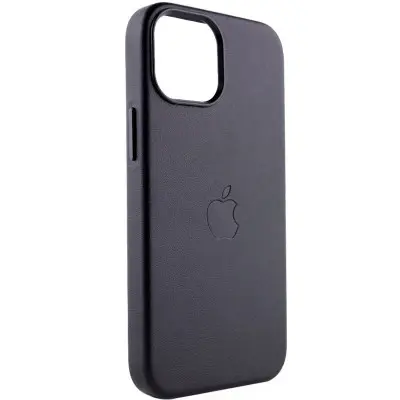 Чехол накладка Leather Case with MagSafe iPhone 12 Pro Max Черная (AAA Animation)