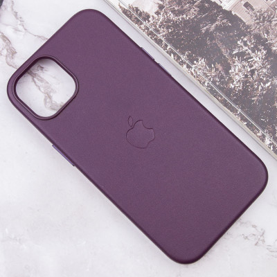 Чехол накладка Leather Case with MagSafe iPhone 13 Темная вишня/Dark Cheryy (AAA Animation)