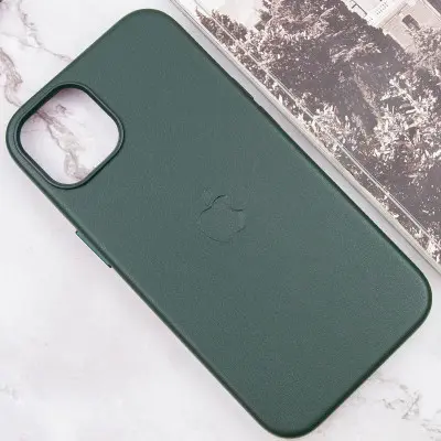 Чехол накладка Leather Case with MagSafe iPhone 13 Секвоя Зеленая /Sequoia Green  (AAA Animation)