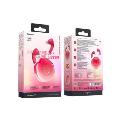 Безпровідні навушники Acefast T9 Crystal Air color Pomelo Red, червоні