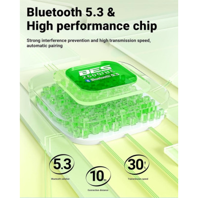 Беспроводные наушники Acefast T9 Crystal Air color Avocado Green, зеленые