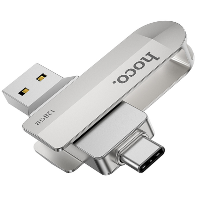 Флеш память USB 128Gb Hoco UD10 USB3.0+Type-C Серебряный