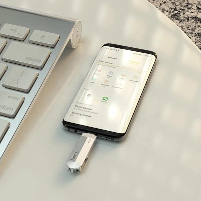 Флеш память USB 128Gb Hoco UD10 USB3.0+Type-C Серебряный
