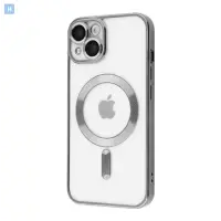 Чехол Накладка Metal Matte MagSafe iPhone 13 Серебро