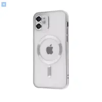 Чехол Накладка Metal Matte MagSafe iPhone 12 Серебро