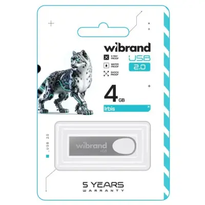 Флеш память USB 4Gb Wibrand Irbis USB 2.0 Silver, Серебристый