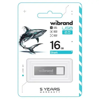 Флеш пам'ять USB 16Gb Wibrand Shark USB 2.0 Срібна
