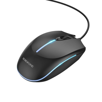Провідна Миша USB Borofone BG10 Black, Чорний