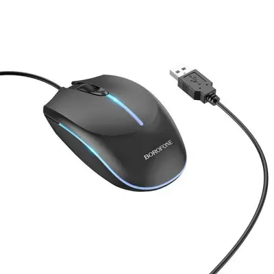 Проводная Мышь USB Borofone BG10 Black, Чёрный