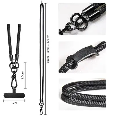 Шнурок для смартфона 120 cm Чорний Шнурок для смартфона 120 cm Чорний