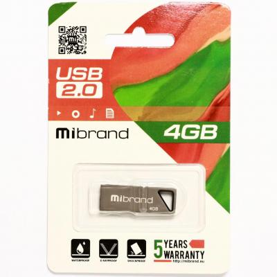 Флеш пам\'ять USB 4Gb Mibrand Stingray USB 2.0 Сіра