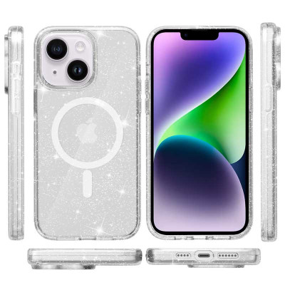 Чехол накладка Sparkle MagSafe iPhone 13/ iPhone 14  Прозрачная