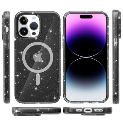 Чехол накладка Sparkle MagSafe iPhone 15 Pro Max Черная