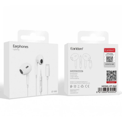 Провідні вакуумні навушники-гарнітура Usams SJ453 EP-41 Lightning In-ear Earphone White, білий