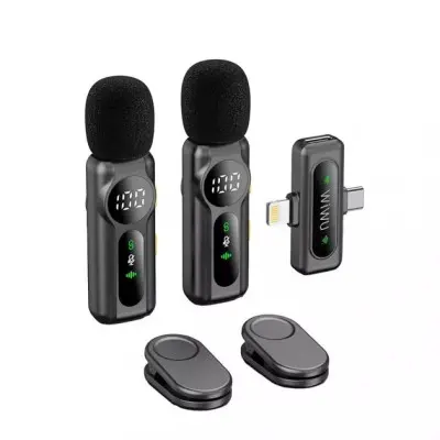 Бездротовий петличний мікрофон WIWU Wi-WM001 Lightning Black, Чорний Бездротовий петличний мікрофон WIWU Wi-WM001 Lightning Black, Чорний