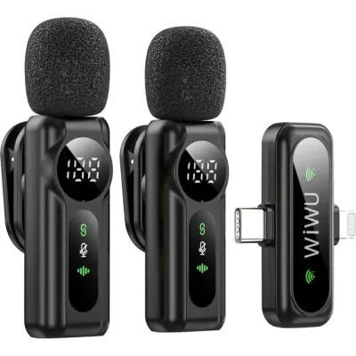 Бездротовий петличний мікрофон WIWU Wi-WM001 Lightning Black, Чорний Бездротовий петличний мікрофон WIWU Wi-WM001 Lightning Black, Чорний