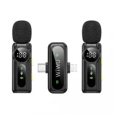Бездротовий петличний мікрофон WIWU Wi-WM001 Lightning Black, Чорний Бездротовий петличний мікрофон WIWU Wi-WM001 Lightning Black, Чорний