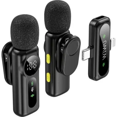 Бездротовий петличний мікрофон WIWU Wi-WM001 Lightning Black, Чорний Бездротовий петличний мікрофон WIWU Wi-WM001 Lightning Black, Чорний