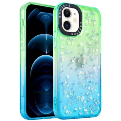 Чехол накладка Shiny-S iPhone Xr Зеленая/Синяя