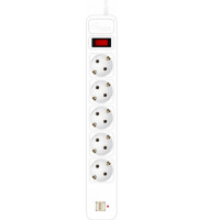 Мережевий Подовжувач 3 м,5 розеток 2.2 кВт +2USB (PRS-075P5CUSB-30W)
