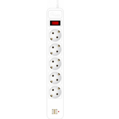 Мережевий Подовжувач 3 м,5 розеток 2.2 кВт +2USB (PRS-075P5CUSB-30W)