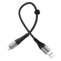 Кабель дата короткий Hoco X38 microUSB 0.25м Чёрно-серый