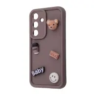 Чехол накладка Pretty Things Samsung S924 (S24) Коричневая/Медвеженок