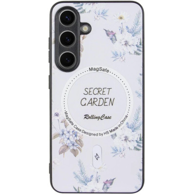 Чехол накладка Secret Garden with MagSafe Samsung S721 (S24 FE)  Белая