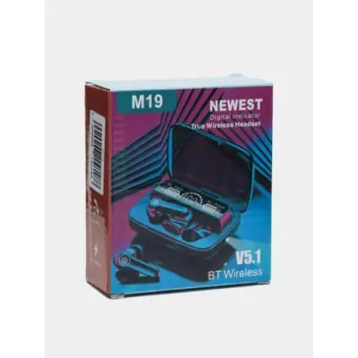 Беспроводные наушники TWS M19 Black, Чёрные Беспроводные наушники TWS M19 Black, Чёрные