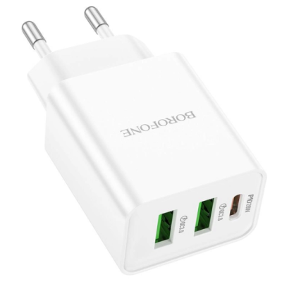 МЗП Borofone BA70A 2USB+ PD+QC3.0 30W White, Білий