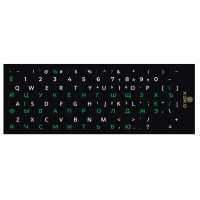 Наклейка для клавиатуры ПК Ukr/Eng/Rus Black- Green, Чёрно-зеленый