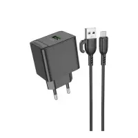 Сетевое зарядное устройство BAS12A 1USB 18W QC3.0+ Micro USB Black, Чёрный Сетевое зарядное устройство BAS12A 1USB 18W QC3.0+ Micro USB Black, Чёрный